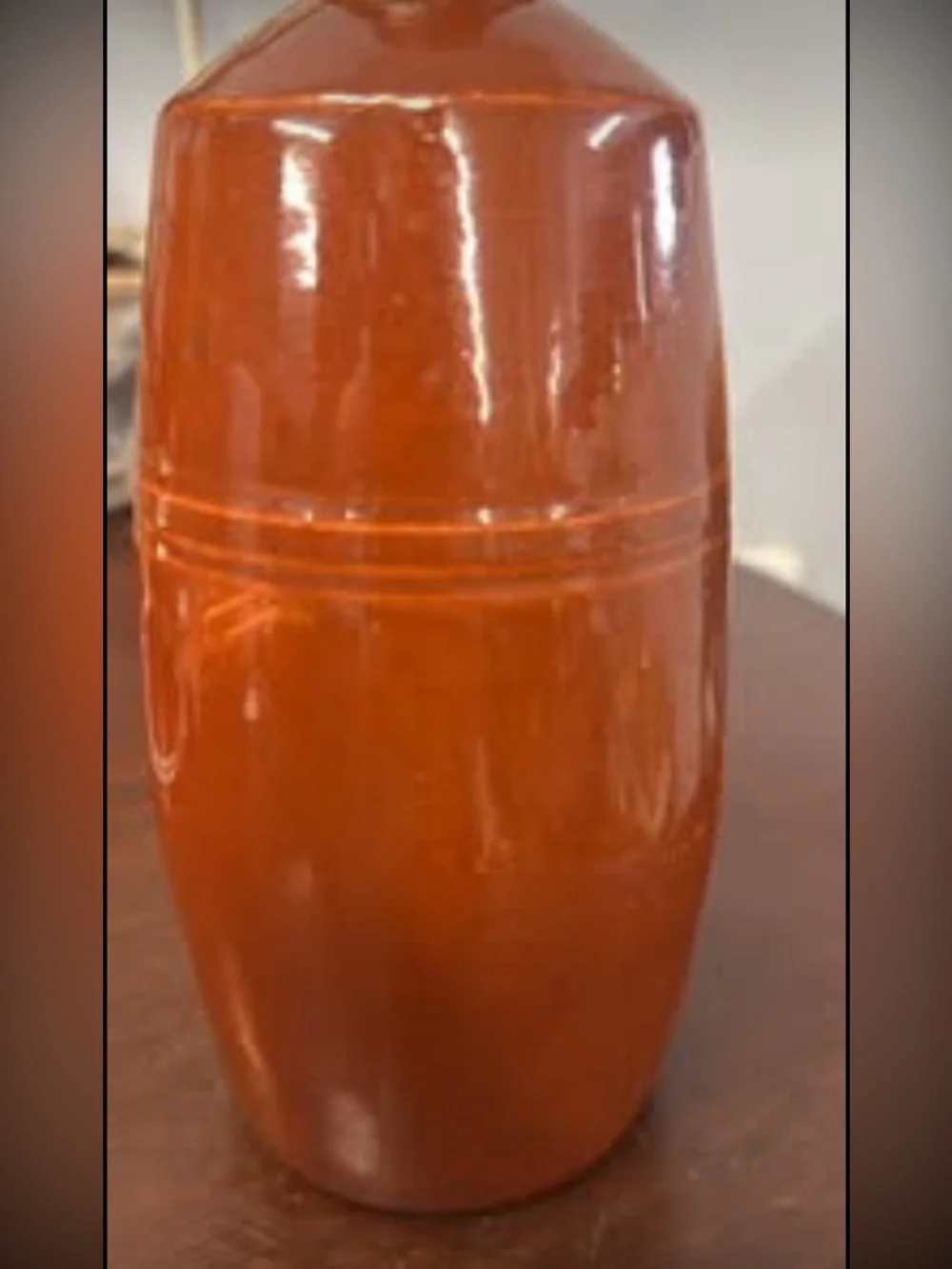 Vintage Rust Brown Ceramic Decorative Bottle Vase - Home Accents
